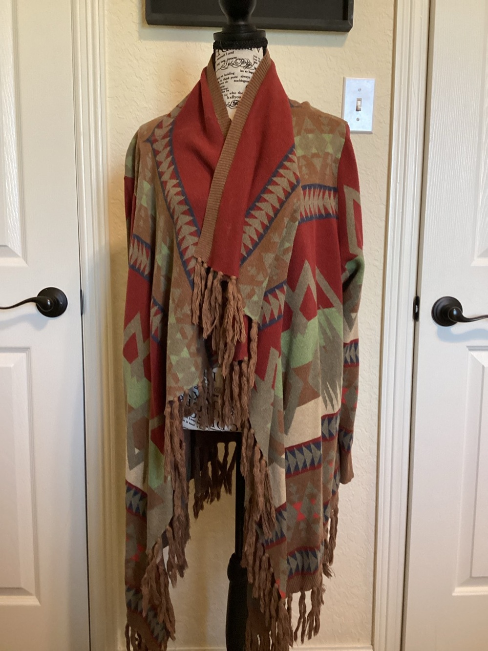 Tasha  Polizzi Collection XL Striped Knit shawl  - Tan & Brown